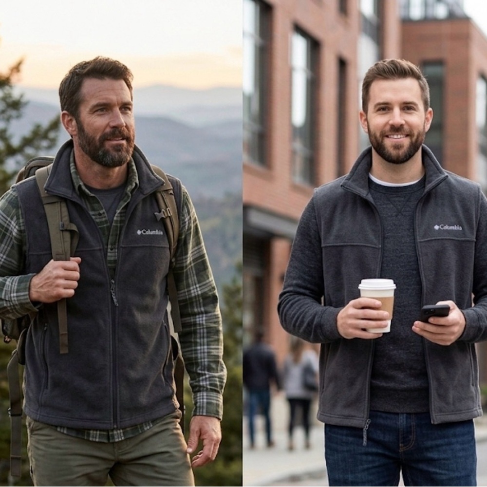 Columbia Black Full-Zip Fleece Vest